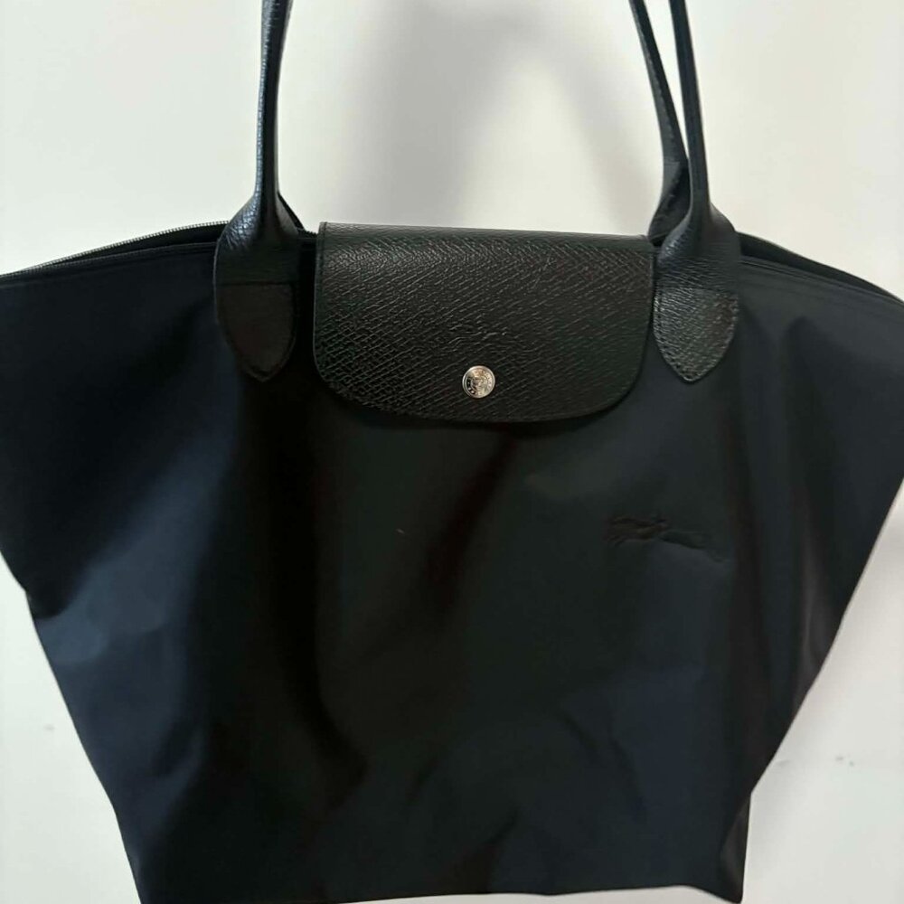 Longchamp Black Le Pliage Green Large Nylon Tote Bag